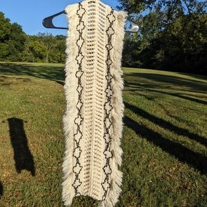 Beige and black wrap around scarf